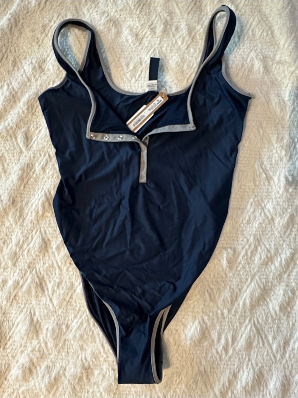 SKIMS Signature Swim Navy Snap Front One Piece
